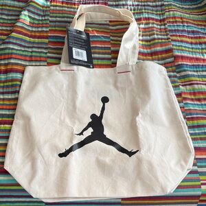 Jordan Canvas Tote Bag with Black Logo new with tags 18x15x7-1/2 little bleed